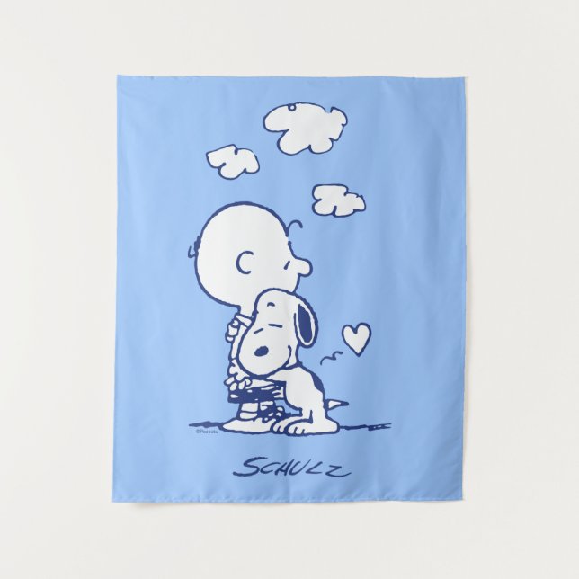 Komfort und Sicherheit | Charlie & Snoopy Hug Wandteppich (Vorderseite)