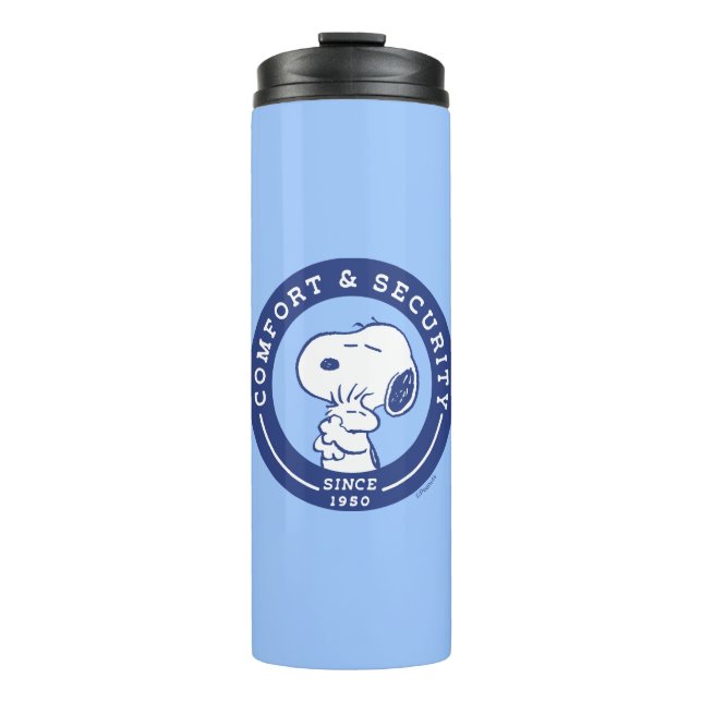 Komfort und Sicherheit | Snoopy & Woodstock Hug Thermosbecher (Vorderseite)