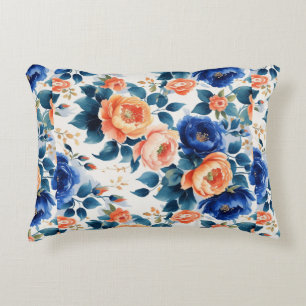 Komfortables blaues Akzent Kissen mit Blumenmuster