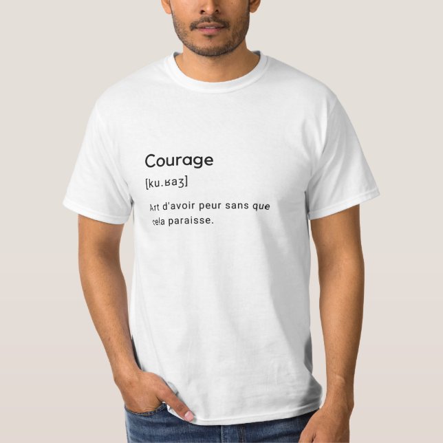 Komische Definition des Wortes Mut. T-Shirt (Vorderseite)