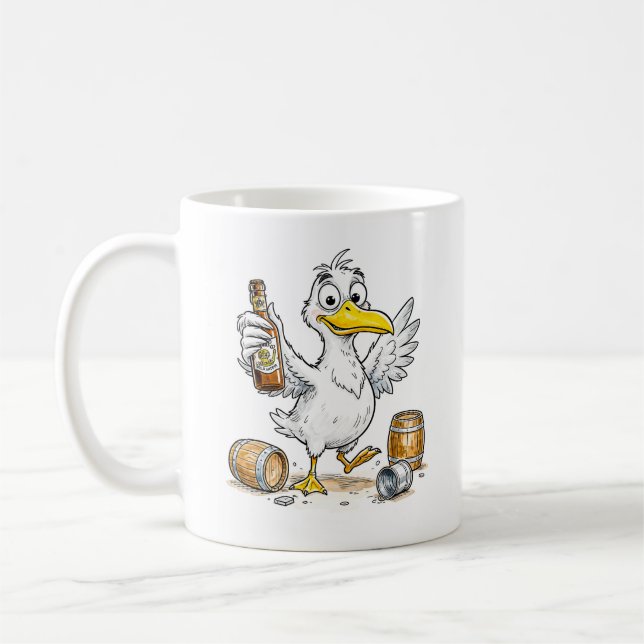 Komische Vogel-Fass-Tanz Kaffeetasse (Links)