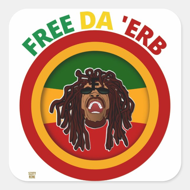 komischer Aufkleber "FREE DA'ERB" (Vorderseite)