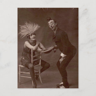 Komischer Clown im viktorianischen Stil Postkarte