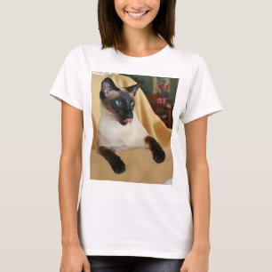 Komischer die Siegel-Punkt-siamesische Katze, die T-Shirt