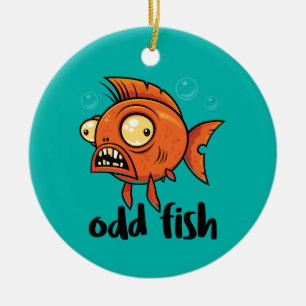 Komischer Fisch Eigenartiger Lustiger Orangefarben Keramik Ornament