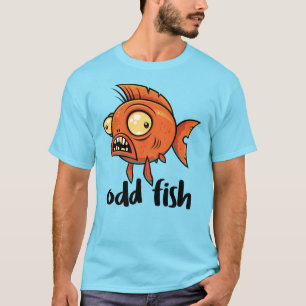 Komischer Fisch Eigenartiger Lustiger Orangefarben T-Shirt
