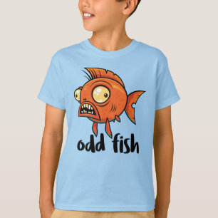 Komischer Fisch Eigenartiger Lustiger Orangefarben T-Shirt