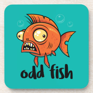 Komischer Fisch Skurriler Lustiger Orange Goldfisc Getränkeuntersetzer