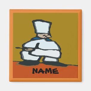 Komischer Koch, Text hinzufügen Magnet