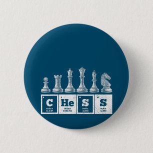 Komischer Schachspieler Geek periodische Systemche Button