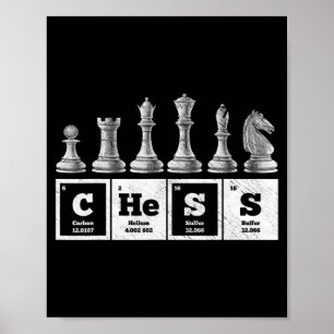 Komischer Schachspieler Geek periodische Systemche Poster