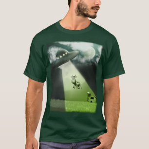 Komischer UFO-Kuh-Abduktions-T - Shirt