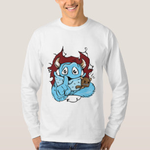 Komisches aber lustiges weißes und blaues Monster- T-Shirt