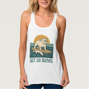 Komm An Bord Surfer Hund Retro Bulldogge Surf Graf Tank Top