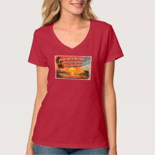 Komm an die Küste Frauen dunkle V-Ausschnitt T-Shirt