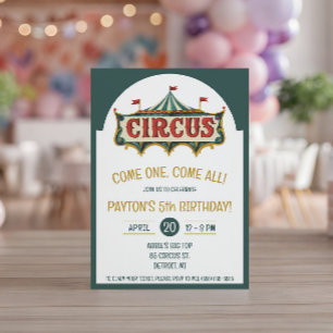 Komm eins, komm alle! Circus Tent Birthday Party Einladung