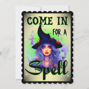Komm herein für einen Zauber _ Halloween Dankeskarte