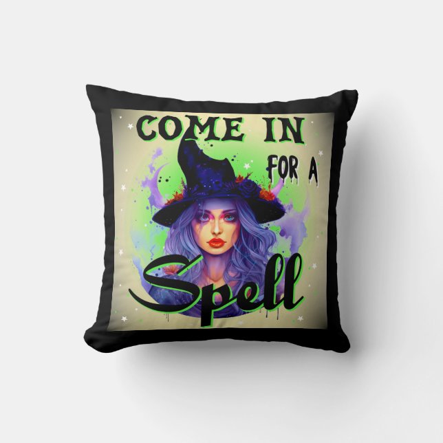 Komm herein für einen Zauber _ Halloween Kissen (Vorderseite)