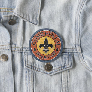 Komm, Holla! Fleur-de-lis-Circle-Logo Button