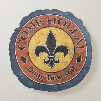 Komm, Holla! Fleur-de-lis-Circle-Logo Rundes Kissen
