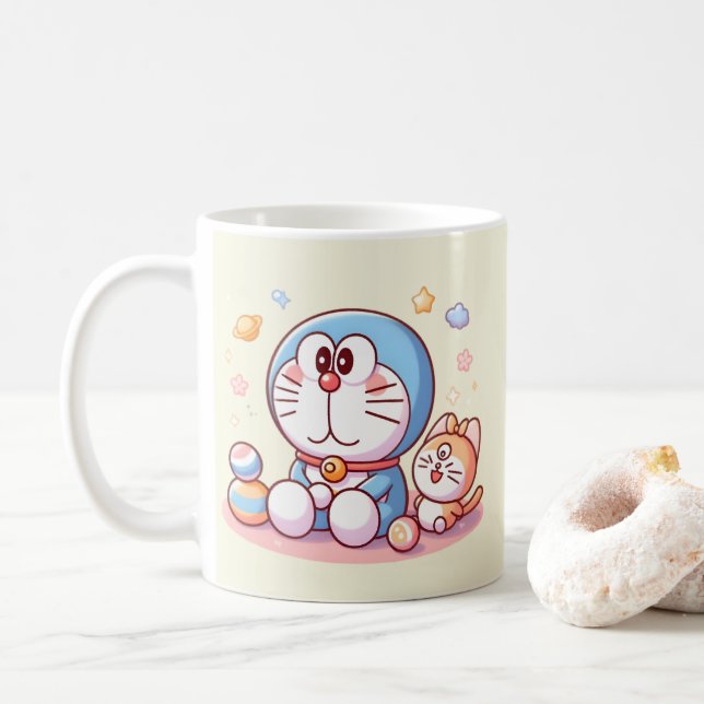 Komm Komm Katze und Doraemon Kaffeetasse (Mit Donut)
