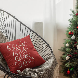 Komm Lass uns Adore Ihn Hand kalligraphiert Kissen