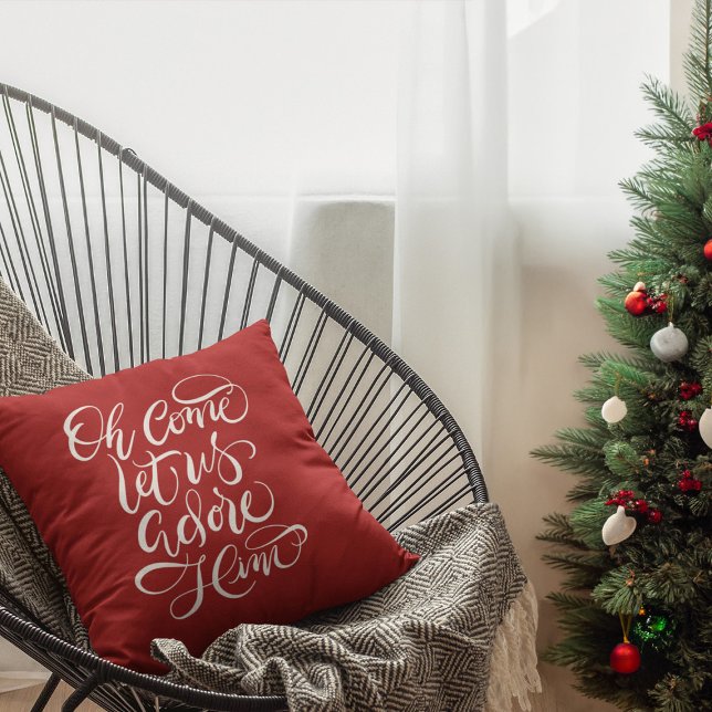 Komm Lass uns Adore Ihn Hand kalligraphiert Kissen (Von Creator hochgeladen)