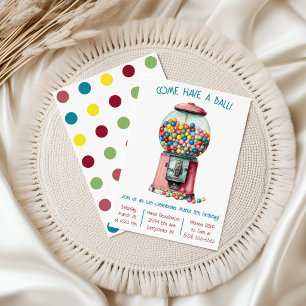 Komm, mach einen Ball! Retro Bubble Gum Birthday P Einladung