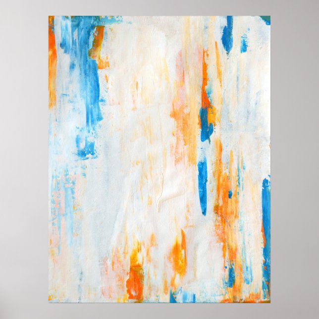 "Komm Naher" Aquamarine und orange Abstrakte Kunst Poster (Vorne)