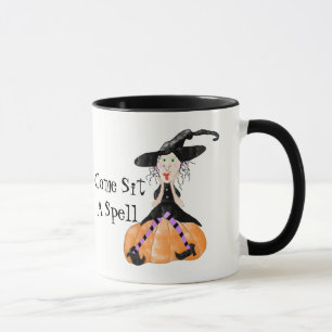 Komm, setz eine Zauberhexe Halloween-Tasse Tasse