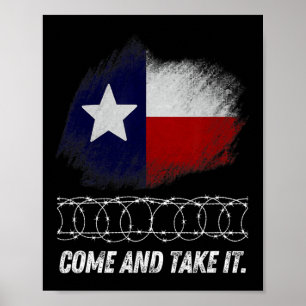 Komm und nimm es Rbed-Draht Texas-Flagge Patriotis Poster
