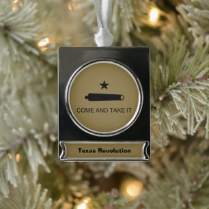 Komm und nimm es! Texas Staat Schlachtflagge Banner-Ornament Silber