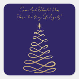 Komm und sieh ihn an | Weihnachts-Quadrat-Aufklebe Quadratischer Aufkleber