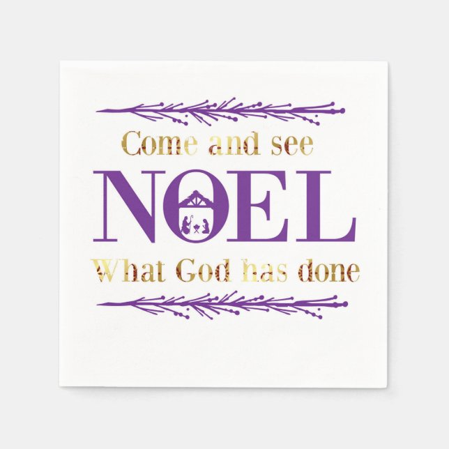 Komm und sieh, was Gott Weihnachten im Weihnachten Serviette (Vorderseite)