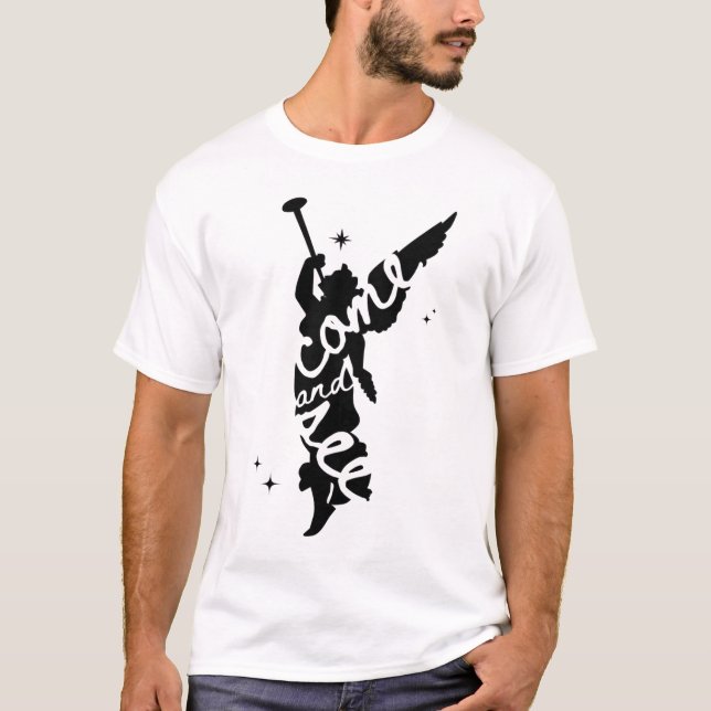 Komm und sieh, Weihnachten, Christlicher Engel, Ba T-Shirt (Vorderseite)