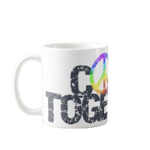 Komm Zusammen Regenbogen-Friedenszeichen-Tasse