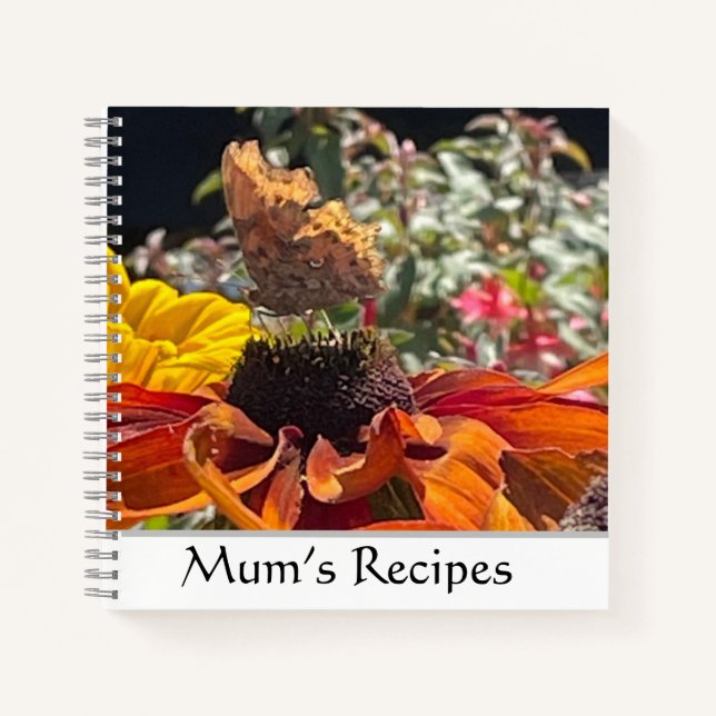 Komma Butterfly auf einer Rudbeckia-Blume bearbeit Notizbuch (Vorderseite)