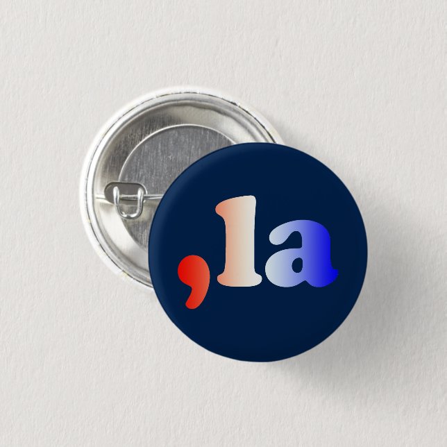 Komma La kamala rot-blauer Gradiententext blau Button (Vorne & Hinten)