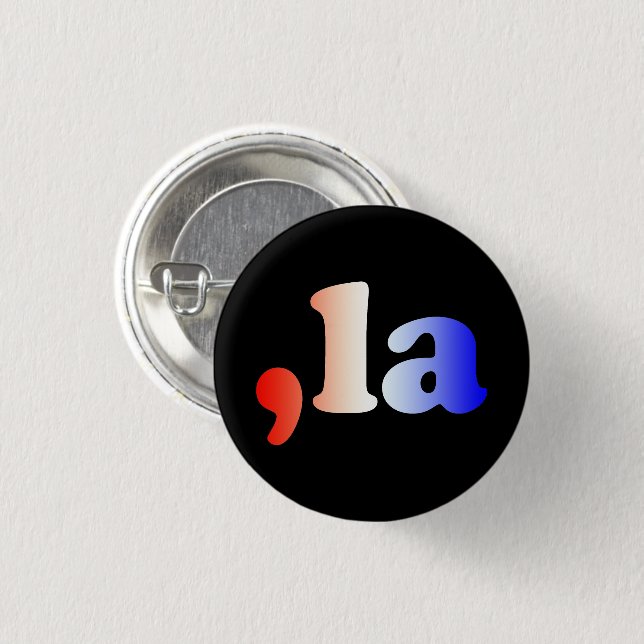 Komma La kamala rot-blauer Gradiententext schwarz Button (Vorne & Hinten)