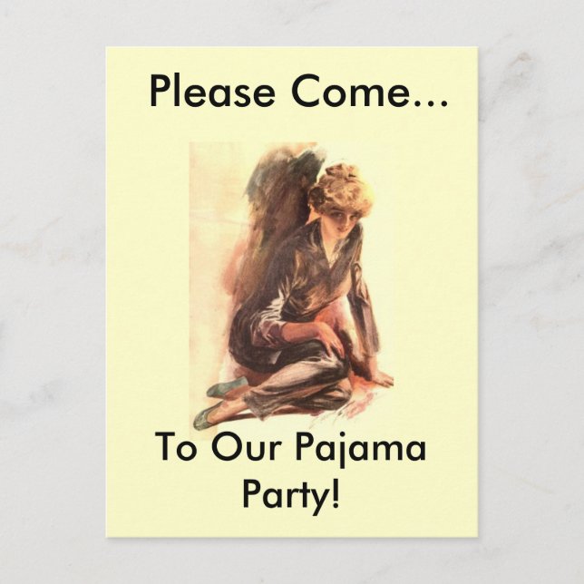 Kommen Sie bitte zu unserem Pajama-Party! Einladungspostkarte (Vorderseite)