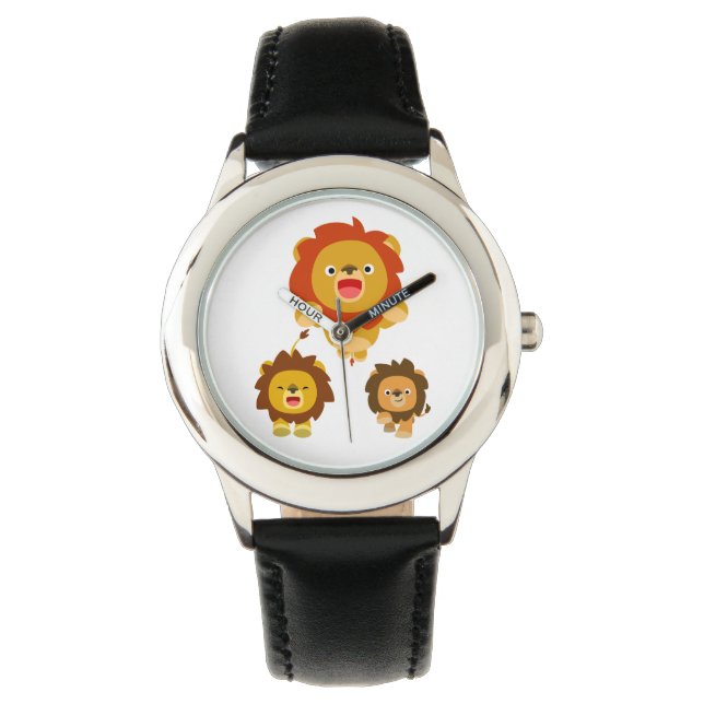 "Kommen Sie!" Drei Niedliche Cartoon Lions beobach Armbanduhr (Vorderseite)