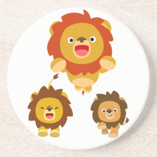 "Kommen Sie!" Drei Niedliche Cartoon Lions Unterse Sandstein Untersetzer