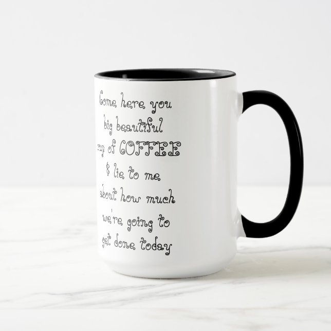Kommen Sie her mit einer großen schönen Tasse KAFF (Rechts)