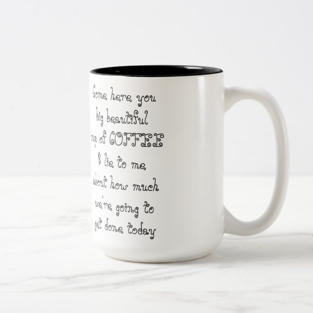 Kommen Sie her mit einer großen schönen Tasse KAFF (Rechts)