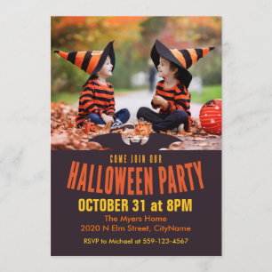Kommen Sie in unser Halloween-Party Foto Einladung