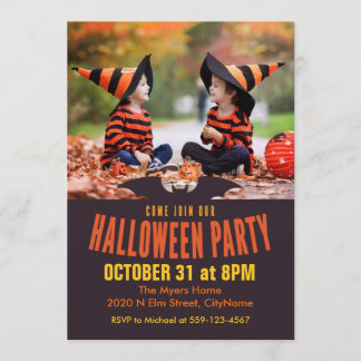 Kommen Sie in unser Halloween-Party Foto Einladung