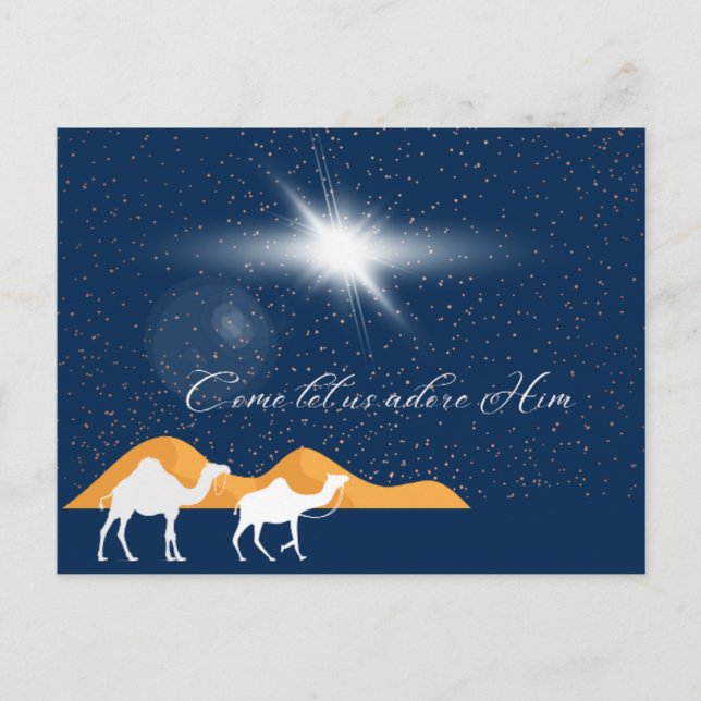 Kommen Sie Lass uns Adore Ihm Postkarte (Vorderseite)