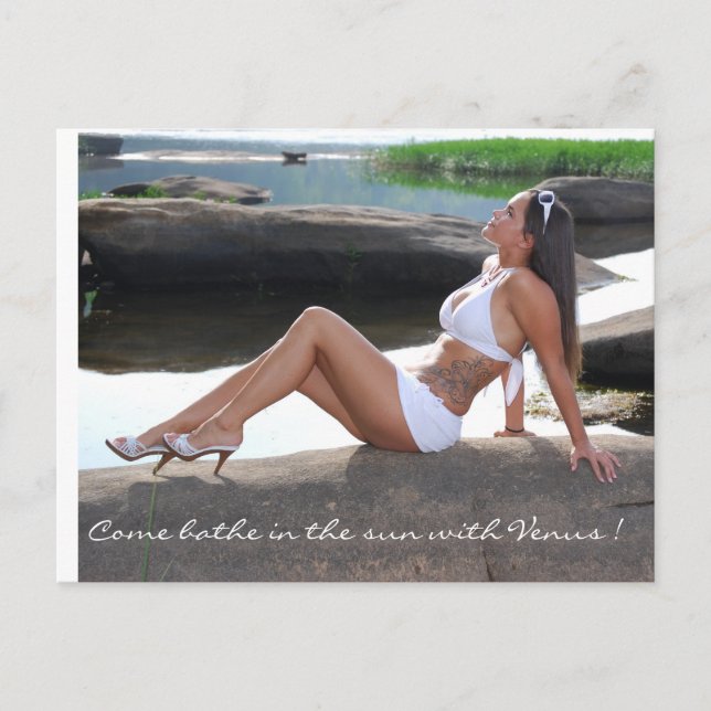 Kommen Sie mit der Venus in die Sonne baden! Postkarte (Vorderseite)