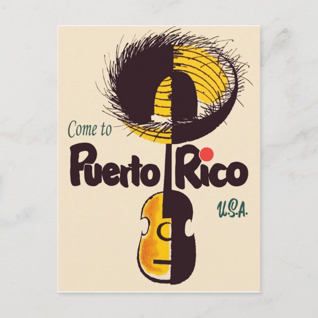 Kommen Sie nach Puerto Rico, Jahrgang Postkarte (Vorderseite)