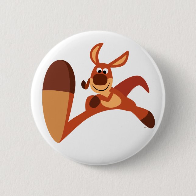 "Kommen Sie!" Niedlicher Cartoon Kangaroo Button A (Vorderseite)